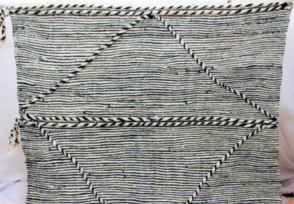 Zanafi Boujaad Kilim — Midnight Indigo Diagonal Panel Weave