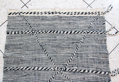 Zanafi Boujaad Kilim — Midnight Indigo Diagonal Panel Weave