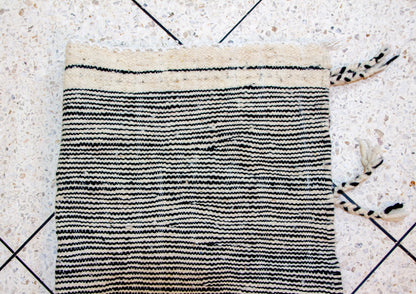 Zanafi Boujaad Kilim — Midnight Indigo Diagonal Panel Weave