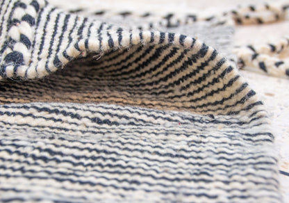 Zanafi Boujaad Kilim — Midnight Indigo Diagonal Panel Weave