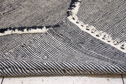 Zanafi Boujaad Kilim — Indigo Cross Panels on Ivory Stripes