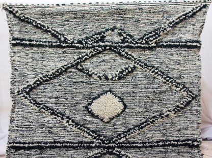 Zanafi Boujaad Runner — Heathered Stripe Kilim with Raised Diamond Medallions