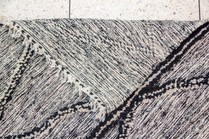 Zanafi Boujaad Runner — Heathered Stripe Kilim with Raised Diamond Medallions