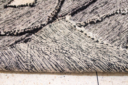 Zanafi Boujaad Runner — Heathered Stripe Kilim with Raised Diamond Medallions