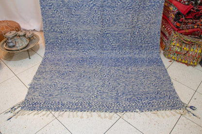 Zanafi Boujaad Kilim — Indigo Heathered Diamond Lattice