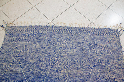 Zanafi Boujaad Kilim — Indigo Heathered Diamond Lattice