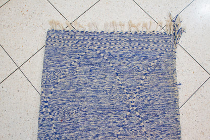 Zanafi Boujaad Kilim — Indigo Heathered Diamond Lattice