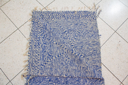 Zanafi Boujaad Kilim — Indigo Heathered Diamond Lattice