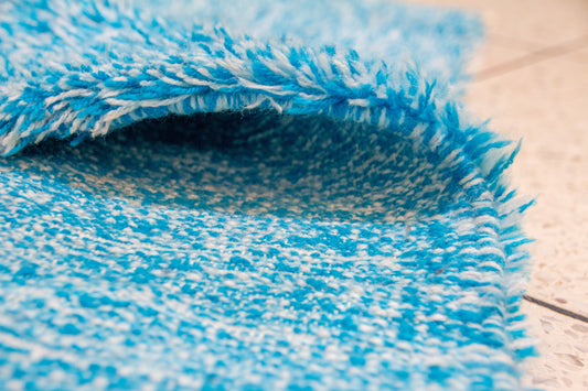Boujaad Skyfield Shag — Azure Wool Pile with Natural Fringe