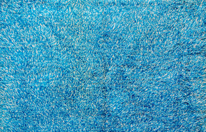Boujaad Skyfield Shag — Azure Wool Pile with Natural Fringe