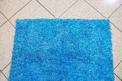 Boujaad Skyfield Shag — Azure Wool Pile with Natural Fringe