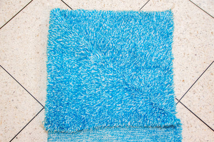 Boujaad Skyfield Shag — Azure Wool Pile with Natural Fringe