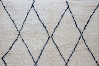 Beni Ourain Indigo Open Lattice — Ivory Wool