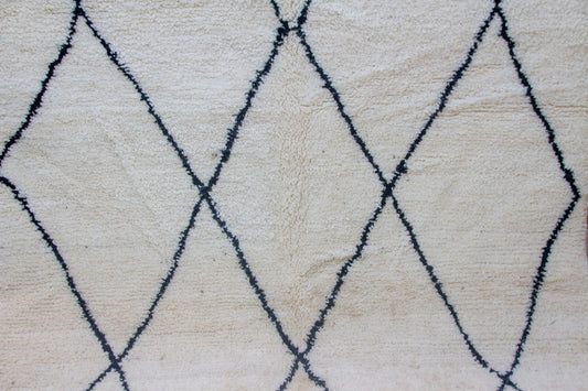 Beni Ourain Indigo Open Lattice — Ivory Wool