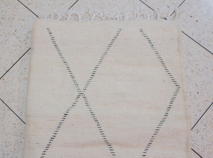 Beni Ourain Indigo Open Lattice — Ivory Wool