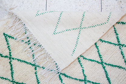 Beni Ourain Emerald Lattice — Ivory Wool