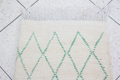 Beni Ourain Emerald Lattice — Ivory Wool