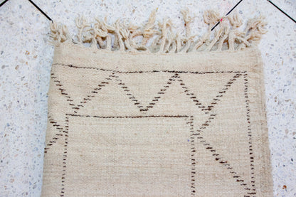 Beni Ourain Geometric Gate — Ivory Wool with Framed Diamond Border