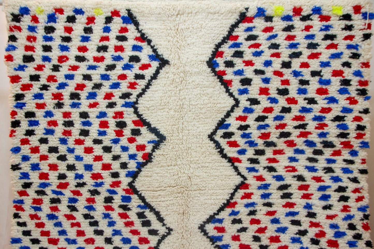 Azilal Split-Field Mosaic — Ivory Wool with Chromatic Chevrons
