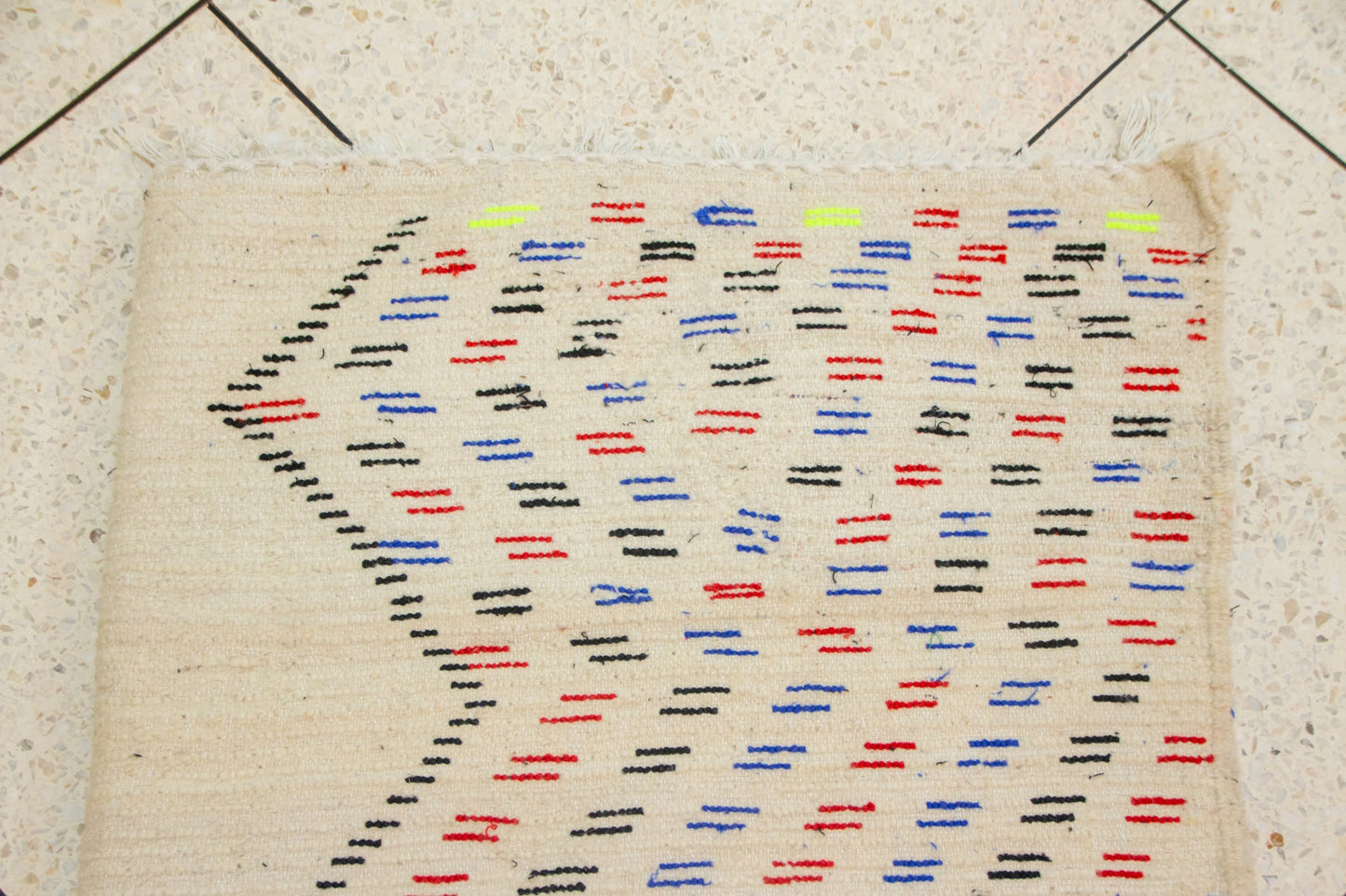 Azilal Split-Field Mosaic — Ivory Wool with Chromatic Chevrons