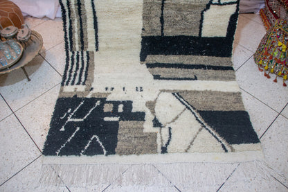 Azilal Abstract Atlas — Ivory Wool with Earth and Ink Geometry