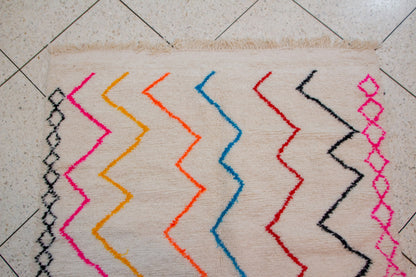 Azilal Chromatic Zigzag Columns — Ivory Wool with Neon Accents