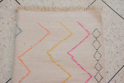 Azilal Chromatic Zigzag Columns — Ivory Wool with Neon Accents