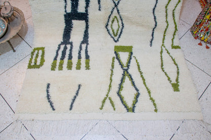 Azilal Olive Totems — Ivory Wool with Charcoal Linework