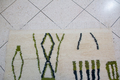 Azilal Olive Totems — Ivory Wool with Charcoal Linework