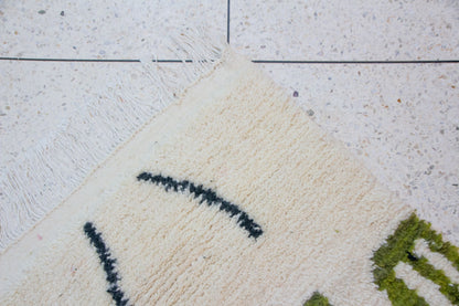 Azilal Olive Totems — Ivory Wool with Charcoal Linework