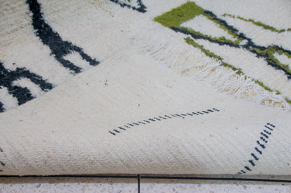 Azilal Olive Totems — Ivory Wool with Charcoal Linework