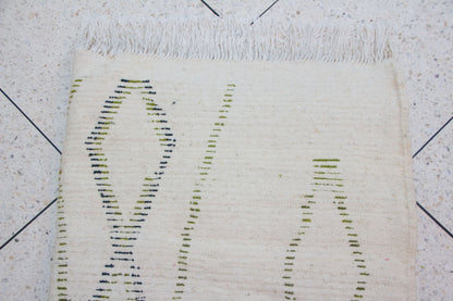 Azilal Olive Totems — Ivory Wool with Charcoal Linework