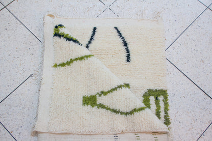 Azilal Olive Totems — Ivory Wool with Charcoal Linework