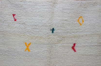 Azilal Scatter Glyphs — Ivory Wool with Saffron, Coral & Emerald Accents