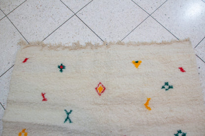 Azilal Scatter Glyphs — Ivory Wool with Saffron, Coral & Emerald Accents