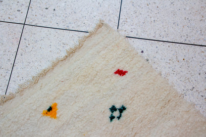 Azilal Scatter Glyphs — Ivory Wool with Saffron, Coral & Emerald Accents