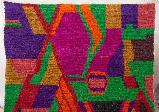 Boujaad Electric Geometry — Magenta, Saffron & Emerald Wool