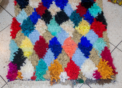 Boucherouite Harlequin Diamonds — Multicolor Reclaimed-Fabric Runner