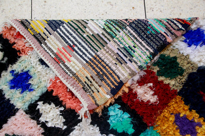 Boucherouite Jewel-Check Mosaic — Multicolor Reclaimed-Fabric Runner