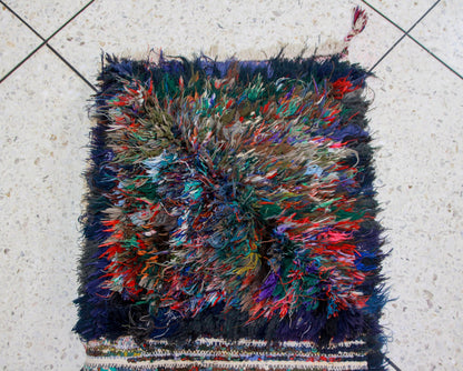 Boucherouite Midnight Confetti — Deep Multicolor Reclaimed-Textile Rug