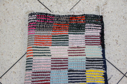 Boucherouite Jewel-Check Mosaic — Multicolor Reclaimed-Textile Runner