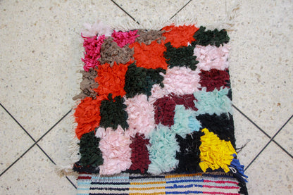 Boucherouite Jewel-Check Mosaic — Multicolor Reclaimed-Textile Runner
