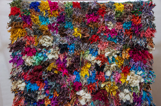 Boucherouite Petal-Cluster Shag — Multicolor Reclaimed-Textile Rug