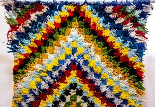 Boucherouite Chevron Cascade — Multicolor Reclaimed-Textile Runner