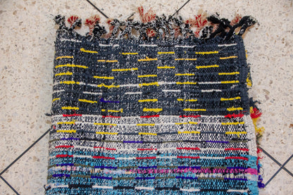 Boucherouite Pixel-Check Mosaic — Multicolor Reclaimed-Textile Rug