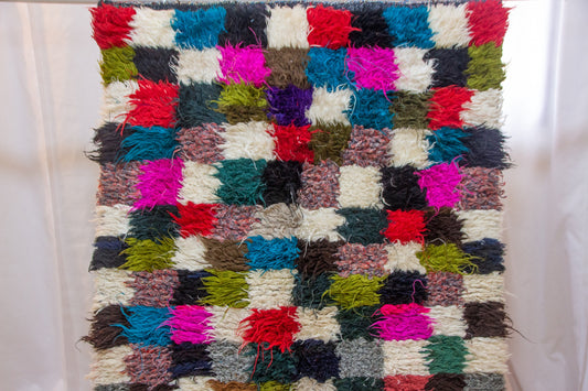Boucherouite Checker Jewel — Multicolor Reclaimed-Textile Runner
