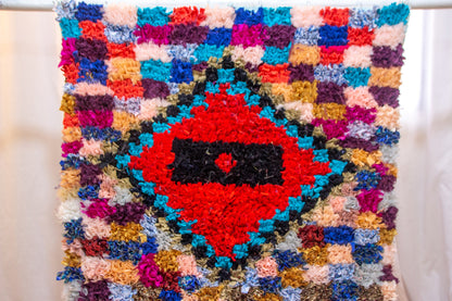 Boucherouite Diamond-Eye Mosaic — Multicolor Reclaimed-Textile Runner