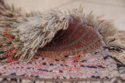 Boucherouite Stone-Field with Azure Diamond Totem — Reclaimed-Textile Runner