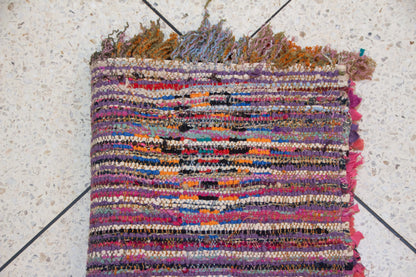 Boucherouite Mosaic Runner — Multicolor Reclaimed-Textile Checker