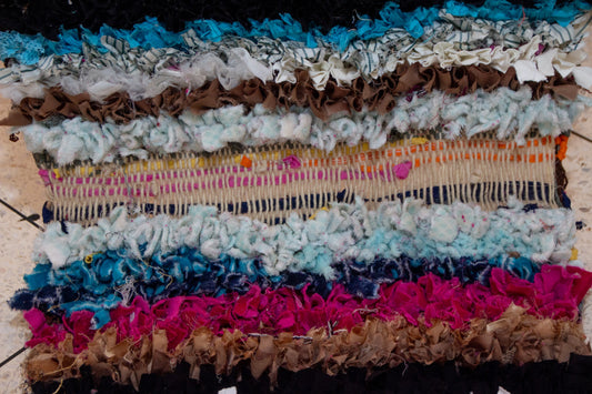 Boucherouite Stripe Study — Multicolor Reclaimed-Textile Mini Runner